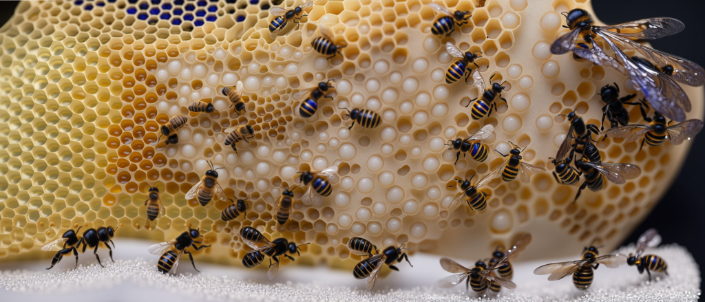 Cera con api e polline Sognato da Intelligenza Artificiale