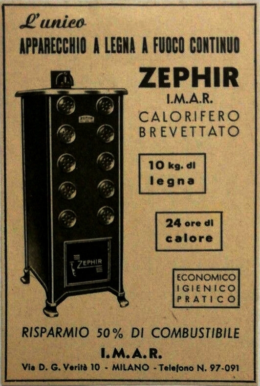 Pubblicità 1948 ZEPHIR STUFA